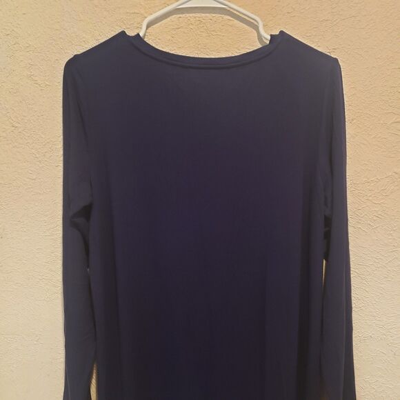 EILEEN FISHER Navy Blue Viscose Spandex Jersey 3/4 Dress Size Medium - Picture 5 of 7